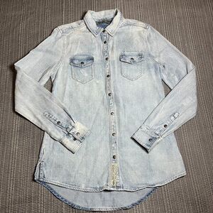 Harley-Davidson Born For Speed Denim Shirt Women’s XS Button Up Moto Blue NWT